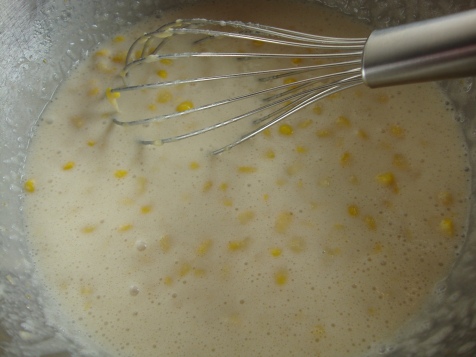 Whisked Sugars and Corn for Amazing Corn Cake
